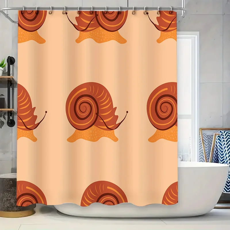 

Unique Design Bathroom Shower Curtain with Snail Print, Perfect for Adding Personality to Your Space Orange Red Color Palette in