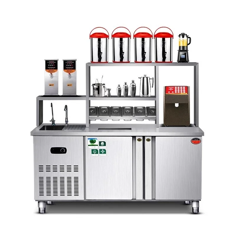 Water bar commercial milk tea shop equipment full set of refrigerated operation table coffee salad slotting beverage