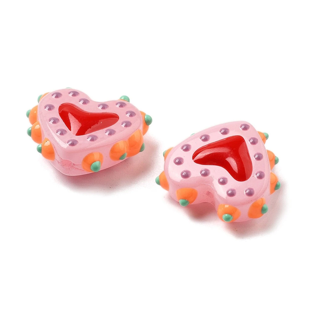 PandaHall 25 Stück Backlack-Glasperlen in Herzform, Emaille-beschichtet, 16-17x18x7mm, 1,2mm Loch für DIY Schmuck- und Halskettenherstellung – Detail 15