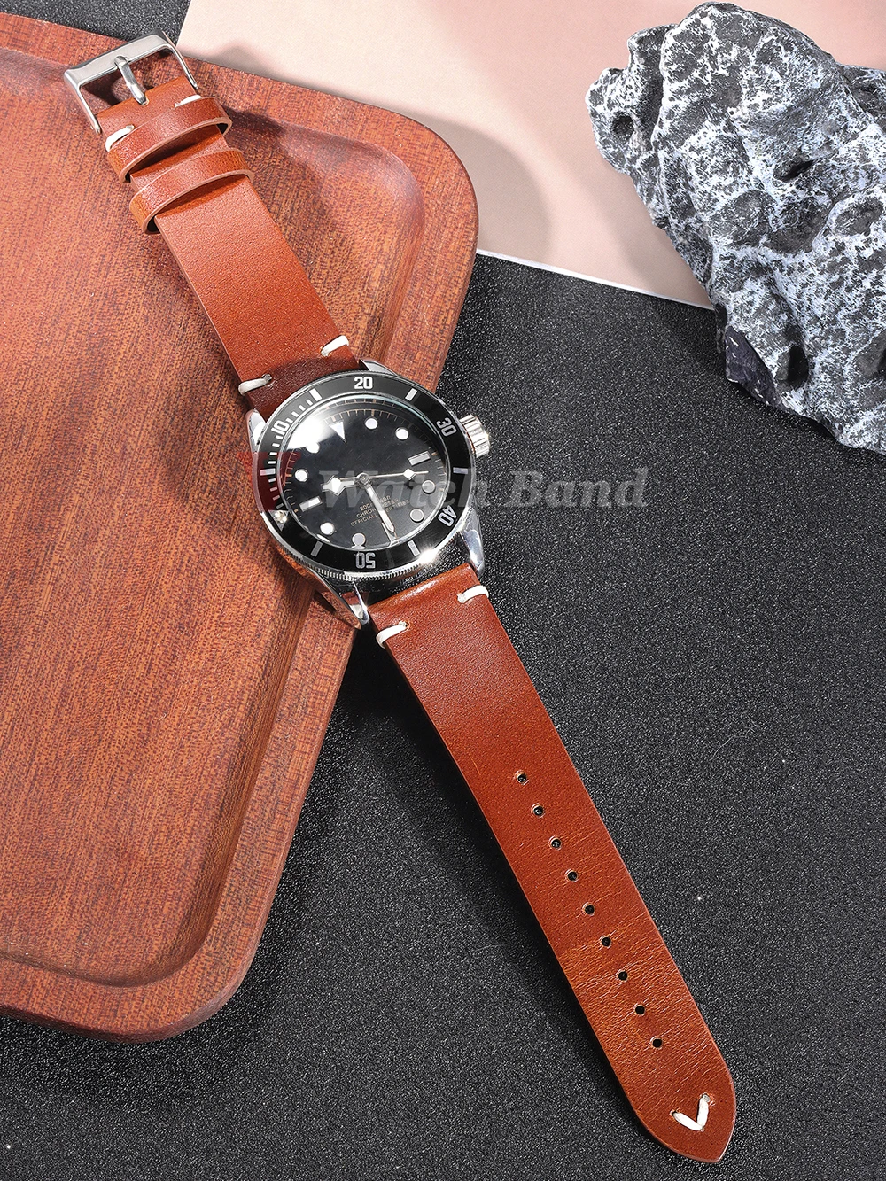 18 مللي متر 20 مللي متر 22 مللي متر سوار الإفراج السريع النفط الشمع خياطة جلد البقر حزام لأوميغا ل Seiko خمر الجلود حزام (استيك) ساعة