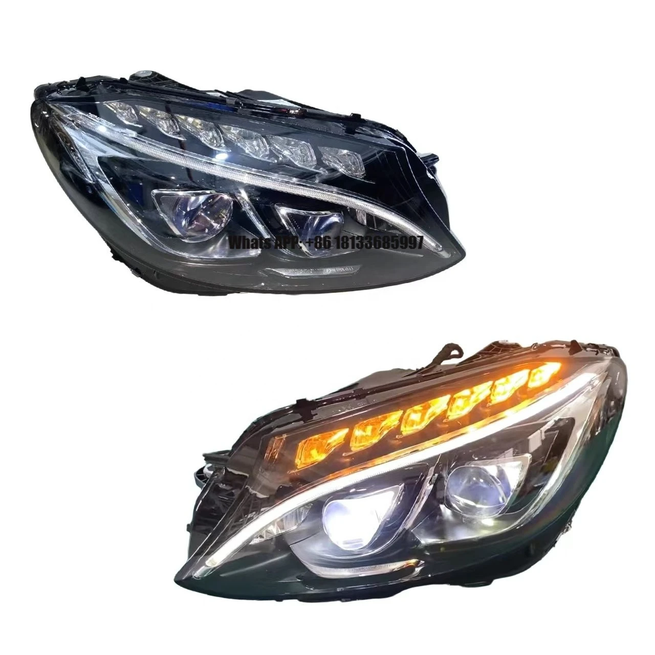 

C205 W205 LED Headlights for Mercedes Benz C-Class Car C200 C260 C300 C180 Lighting System Dual Lens High-end Version 2014-2018
