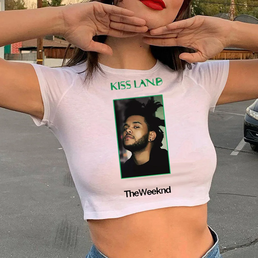 the Weeknd trashy 2000s cyber y2k crop top Woman streetwear  gothic  yk2 manga clothes tee