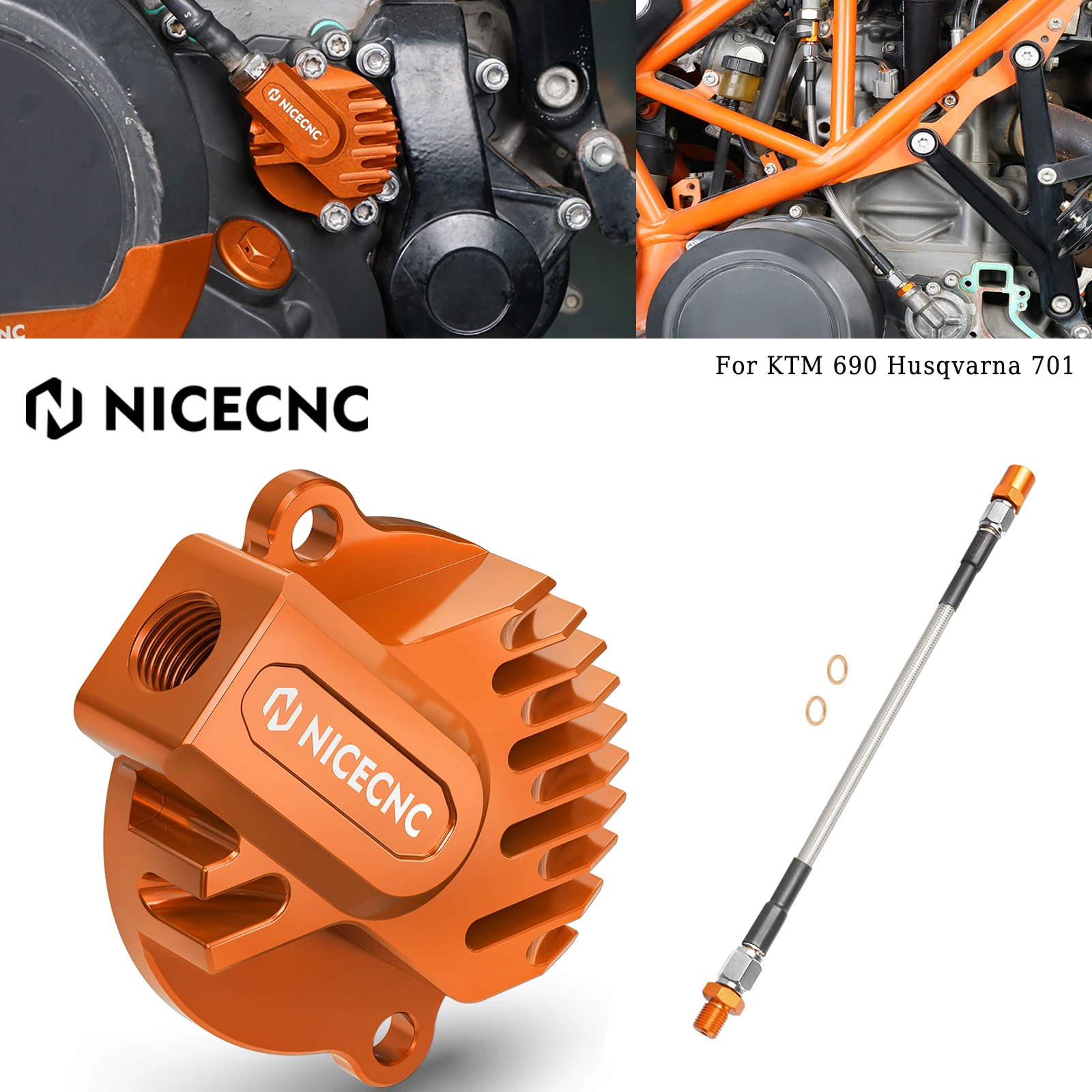 

NICECNC Oil Pressure Hose Oil Filter Cap For KTM 690 Enduro R/690 SMC R 2012-2023 Husqvarna 701 Enduro SM 16-23 GasGas SM/ES 700