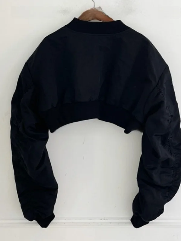 

Dongda Gate Pleated Sve Slim Fit Воротник-стойка Свободный пилот Бейсбол Jaet ort Верхняя одежда Женская модная летняя одежда на молнии...