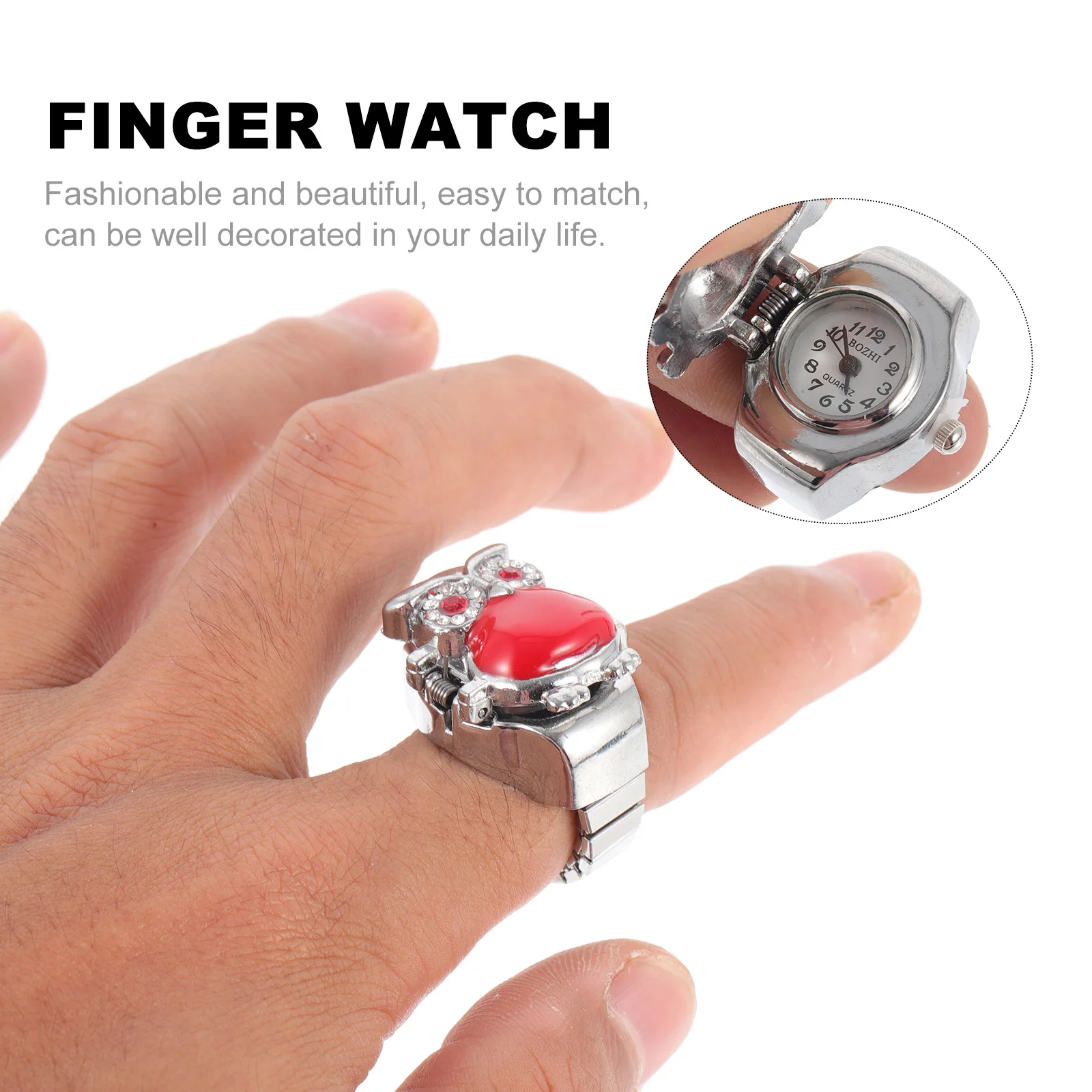 

Ring Watch Design Zinc Alloy Black Shaped Stylish Owl Pattern Ring Watch Women Finger Watches Decorative Small Casual Retro