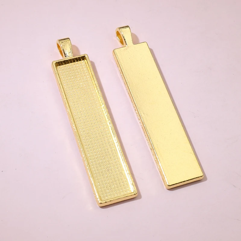 10x50mm inner size 5pcs Rectangle Pendant Cabochon Blank Base Setting Bezel Tray DIY Necklace Jewelry Making Accessories
