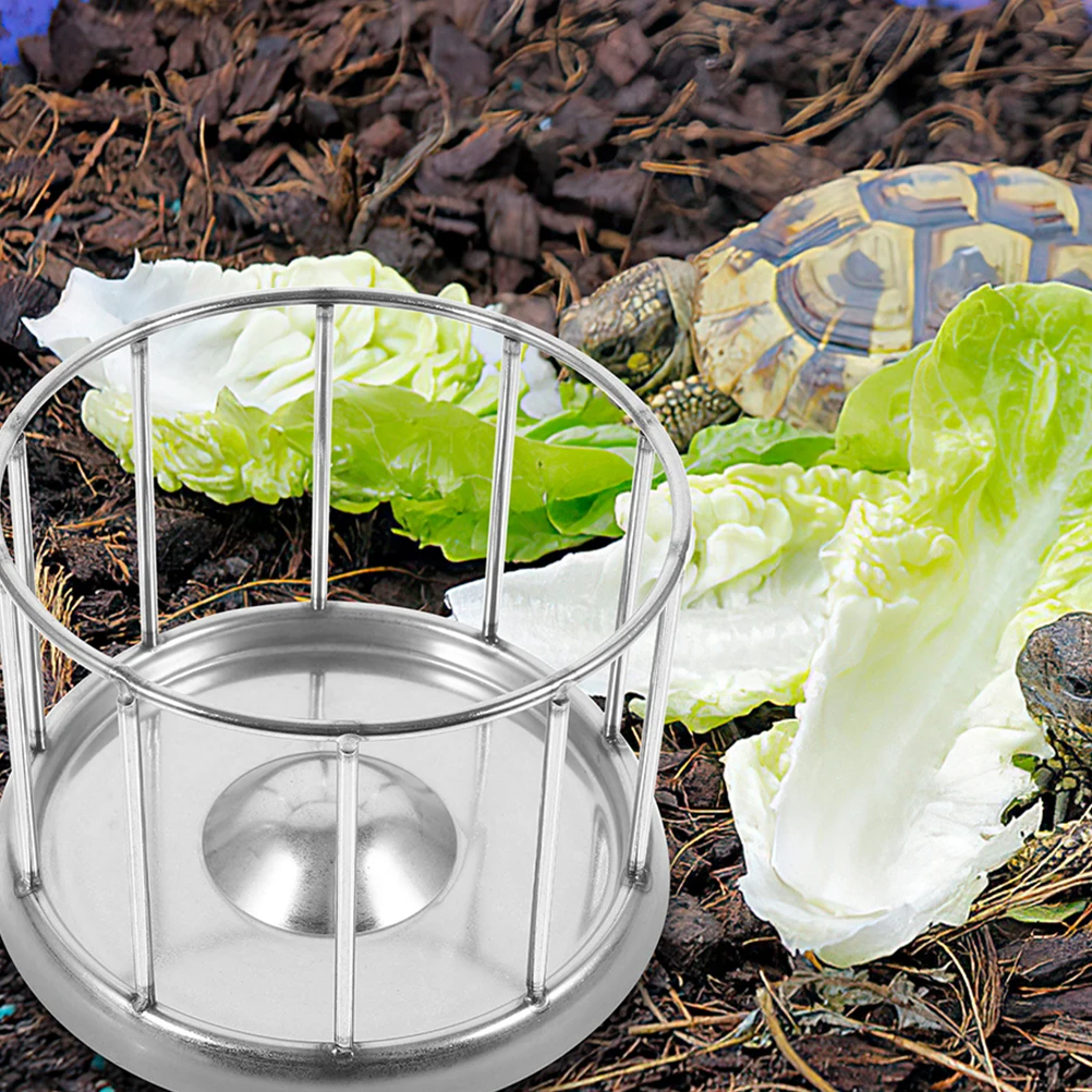 Миска для кормления рептилий из нержавеющей стали, прочная миска для корма для домашних животных для черепахи, террариума, большая круглая дизайнерская миска для корма для рептилий