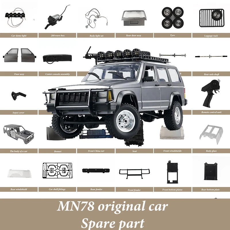 RC CarMN MN78 MN-78 Spare Parts Shell Bumper Tires Front Rear Axle Main Board Remote Control Servo Lamp Gearbox Assembly