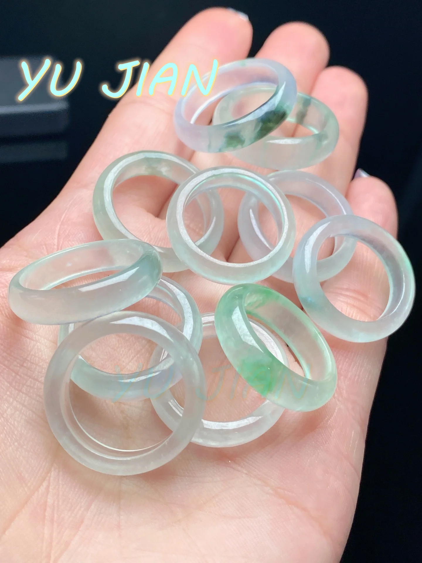 

New Lucky-Ring High Ice Fashion Beautiful Natural Jadeite Finger-Ring Delicate JADE Handring Fine Jewelry