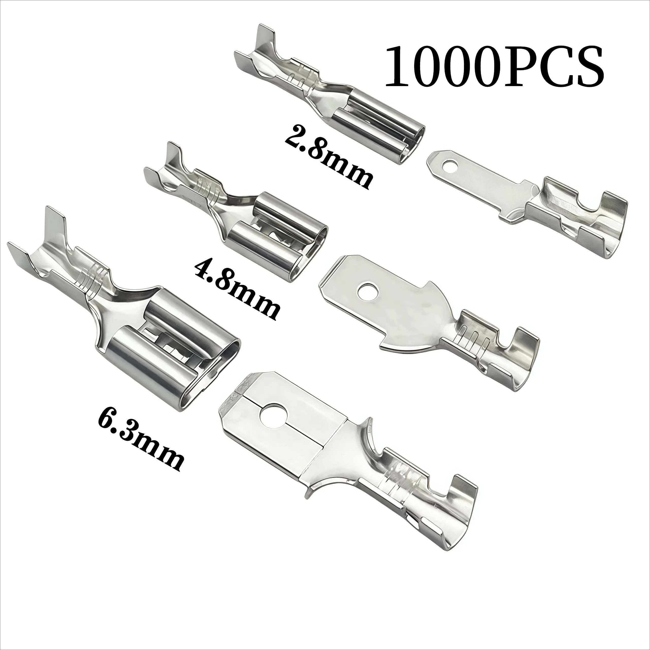 1000PCS2.8mm 4.8mm 6.3mm Plug Spring Female Male Spade Cold Crimp Terminals Connector Car Speaker Electrical Wire Connectors Set