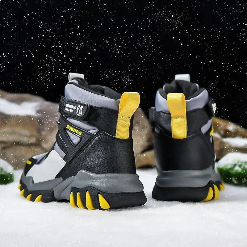 Children Snow Boots Boys 6-10 Years for Toddlers Winter Warm FUR Shoes, Plush Fashion Platsform Short Booties 0058