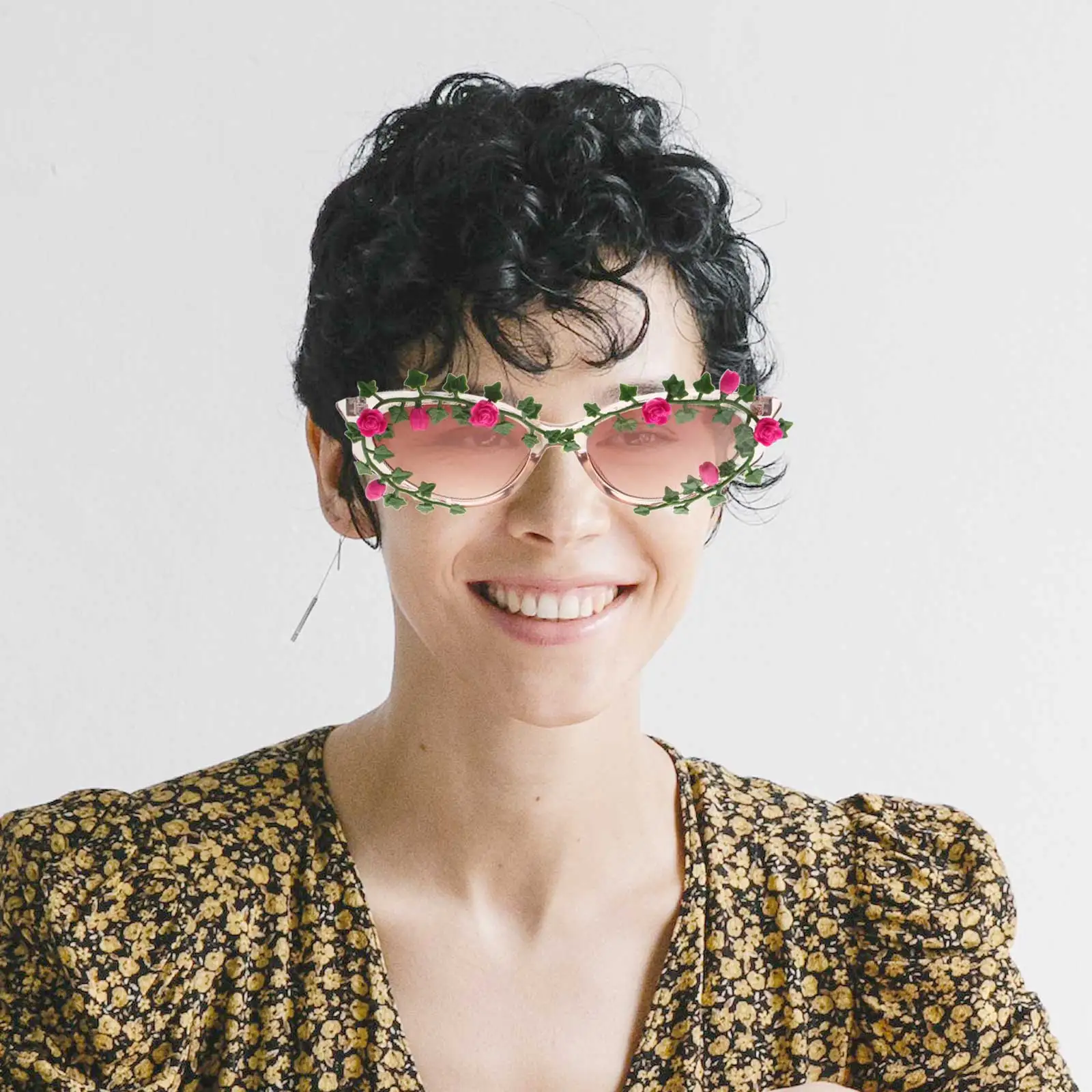 

Floral Sunglasses Lightweight UV400 Protection Circular Boho Fashion Kids Girls Adult Daisy Party Accessories