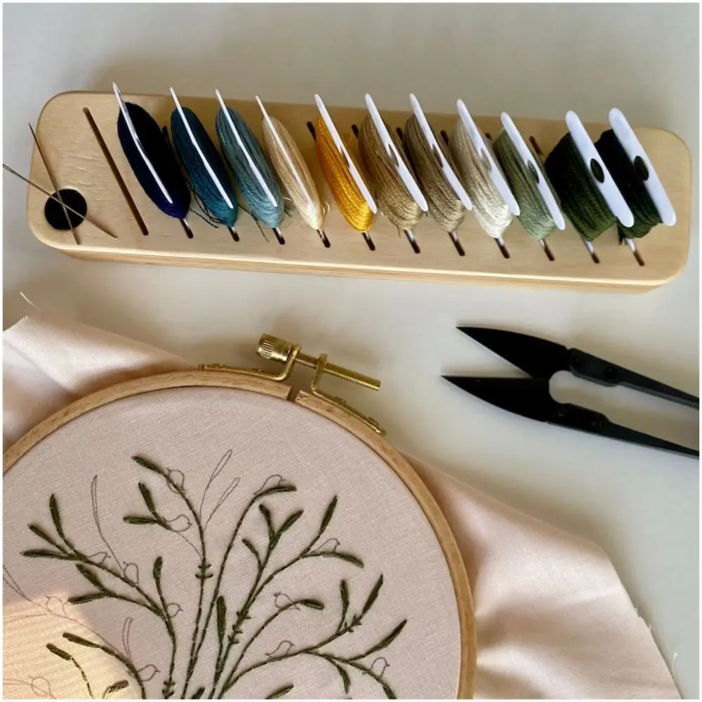 

New Sewing Tools Thread Organizer Wooden Bobbin Rack Cross Stitch Storage Holder String Ribbons Stitch Holder