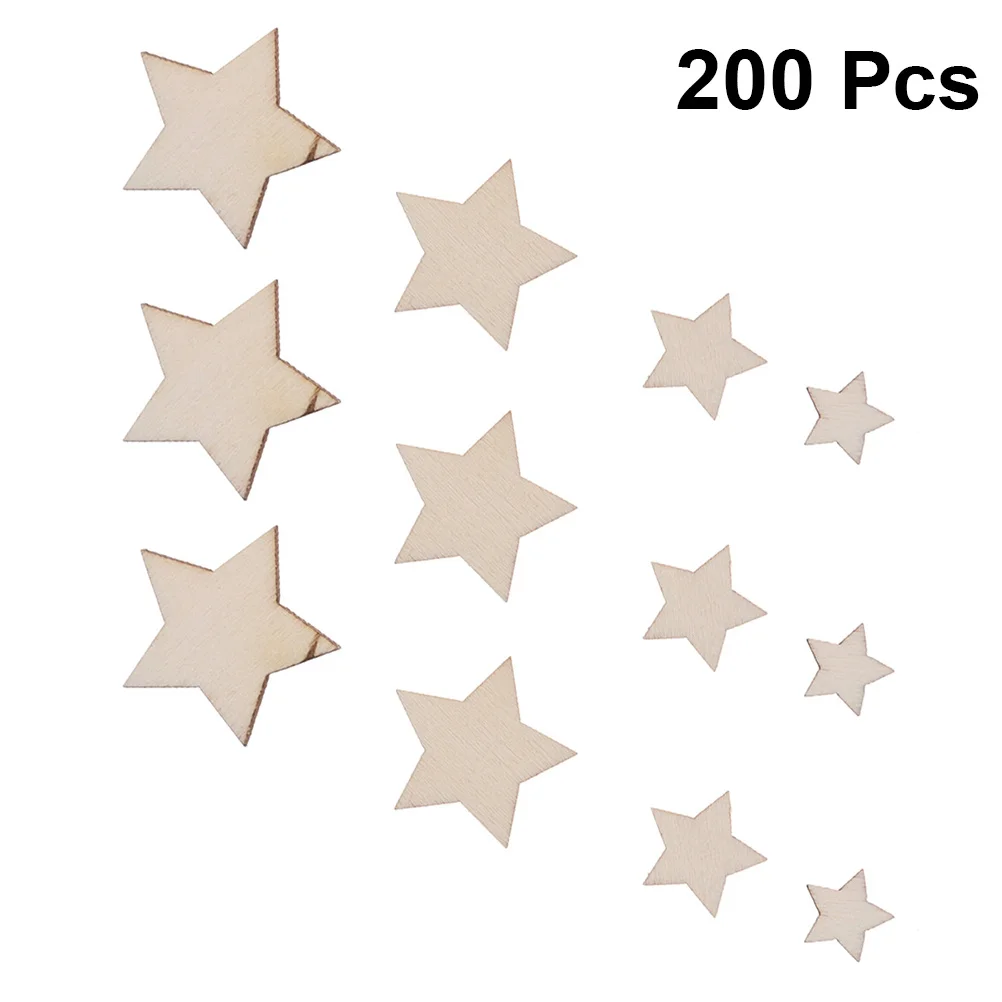

200Pcs Wood Slices Pentagram Chips Creative Fashion DIY Art Party Decorations Durable Safe Use Wood Slices Wooden Chip