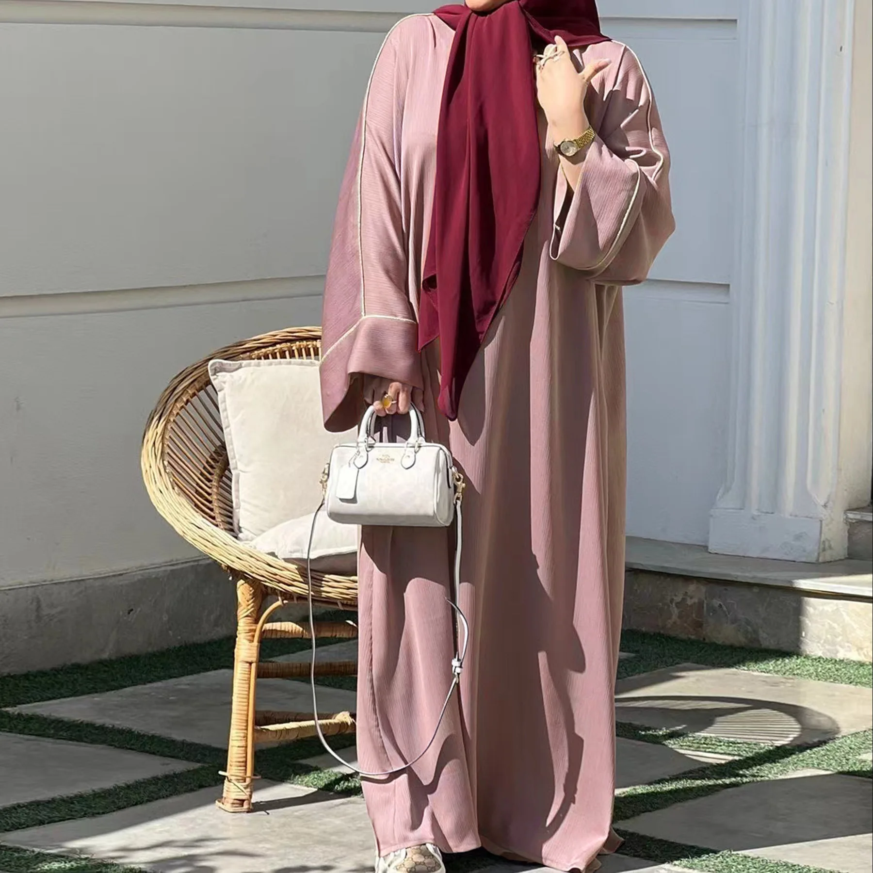 

2026 Eid Mubarak Ramadan Muslim Dress Women Abaya Khimar Jilbab Loose Kaftan Robe Hijab Dresses Dubai Kimono Islamic Clothing