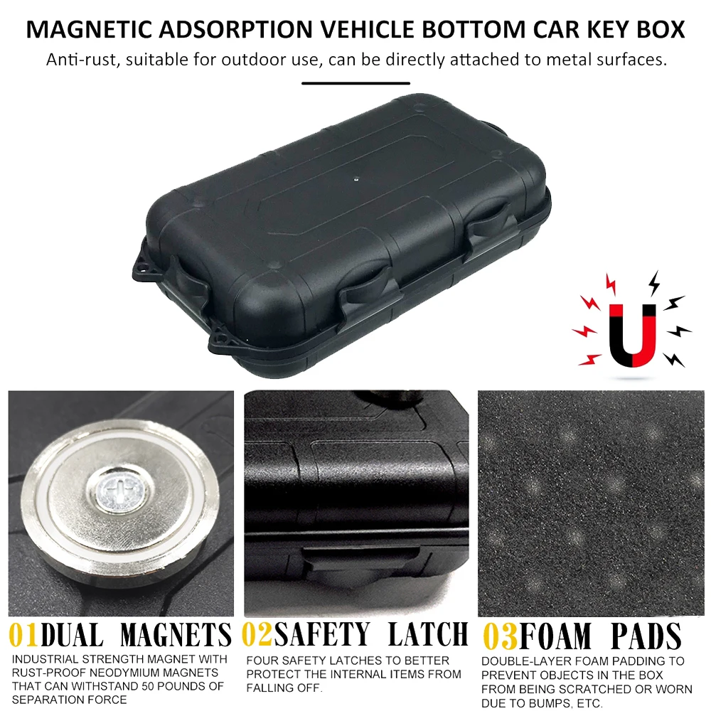 Auto Magnetic Key Holder Under Car Hide Key Box Waterproof Key Hider Rustproof Multifunctional Box for Spare Key