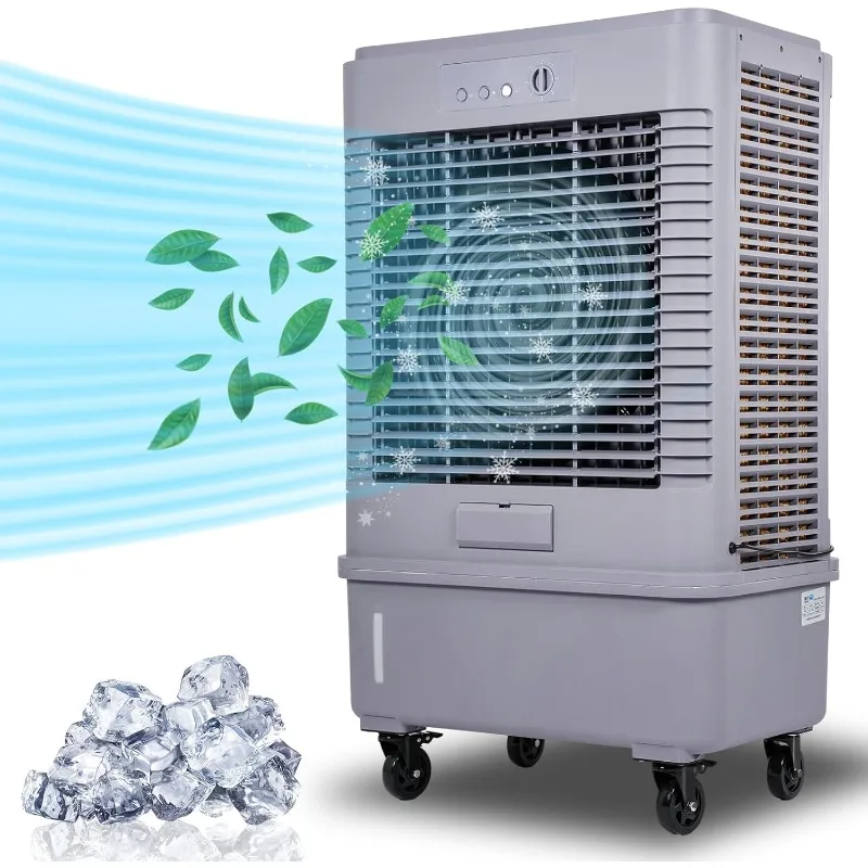 

75L Evaporative Air Cooler 53", 20 Gal Tank, 90°Oscillation, 400W 7 Speeds Swamp Cooler, Industrial Strength Swamp Water Cooler