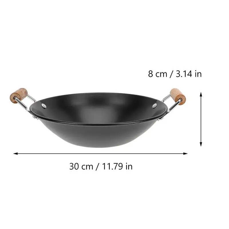 Household Hot Pot Vegetable Home Food Wok Wooden Handle Cooking Wok Kitchen Daily Use Utensils Cookware Cooking Vok Pan Woks