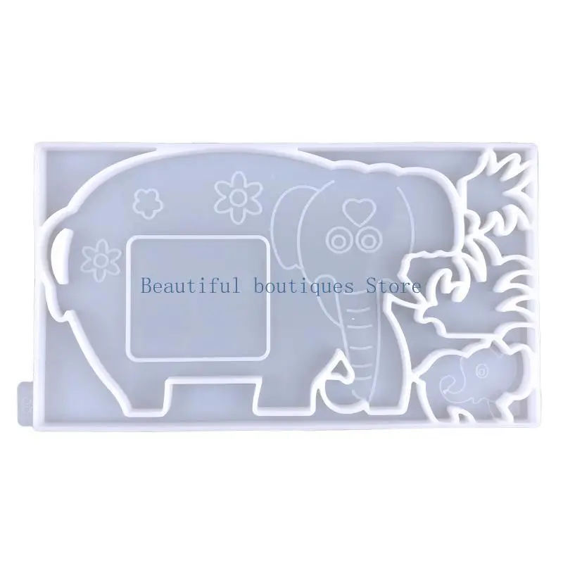 

U4LF Elephant Cow for Turtle Photo Frame Mold Epoxy Silicone Mold Table Soft Ceramic Plaster Ornament Pendant Home Decor