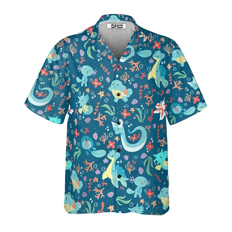 Hawaii Funny Shirt For Men 3d Print Summer Loose Hawaiian Beach Tops Casual Short Sleeve Lapel Blouse Streetwear Male Clothes