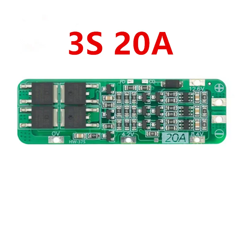 3S 20A Li-ion Lithium Battery 18650 Charger PCB BMS Protection Board For Drill Motor 12.6V Lipo Cell Module