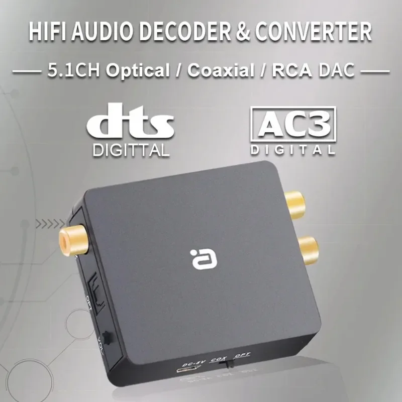 AYINO DA600 DTS AC3 PCM 5.1CH Digital to Analog HIFI Audio DAC Adapter Optical Fiber Coaxial to RCA 3.5MM 2CH Decoder Converter