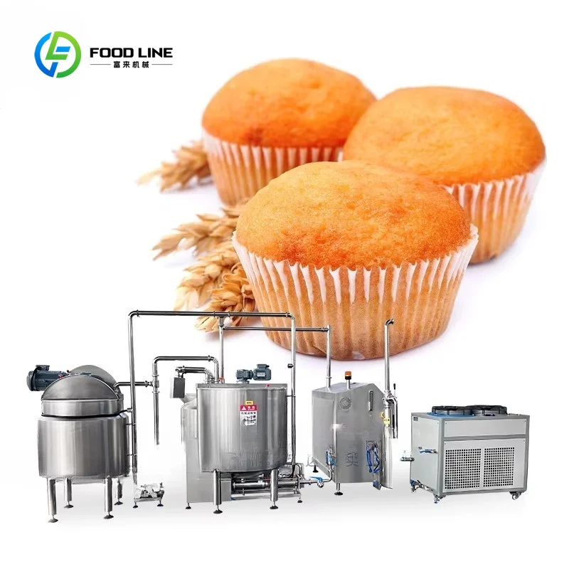 Efficient automatic cake production line PLC control Stainless steel design with motor - for snack cooking