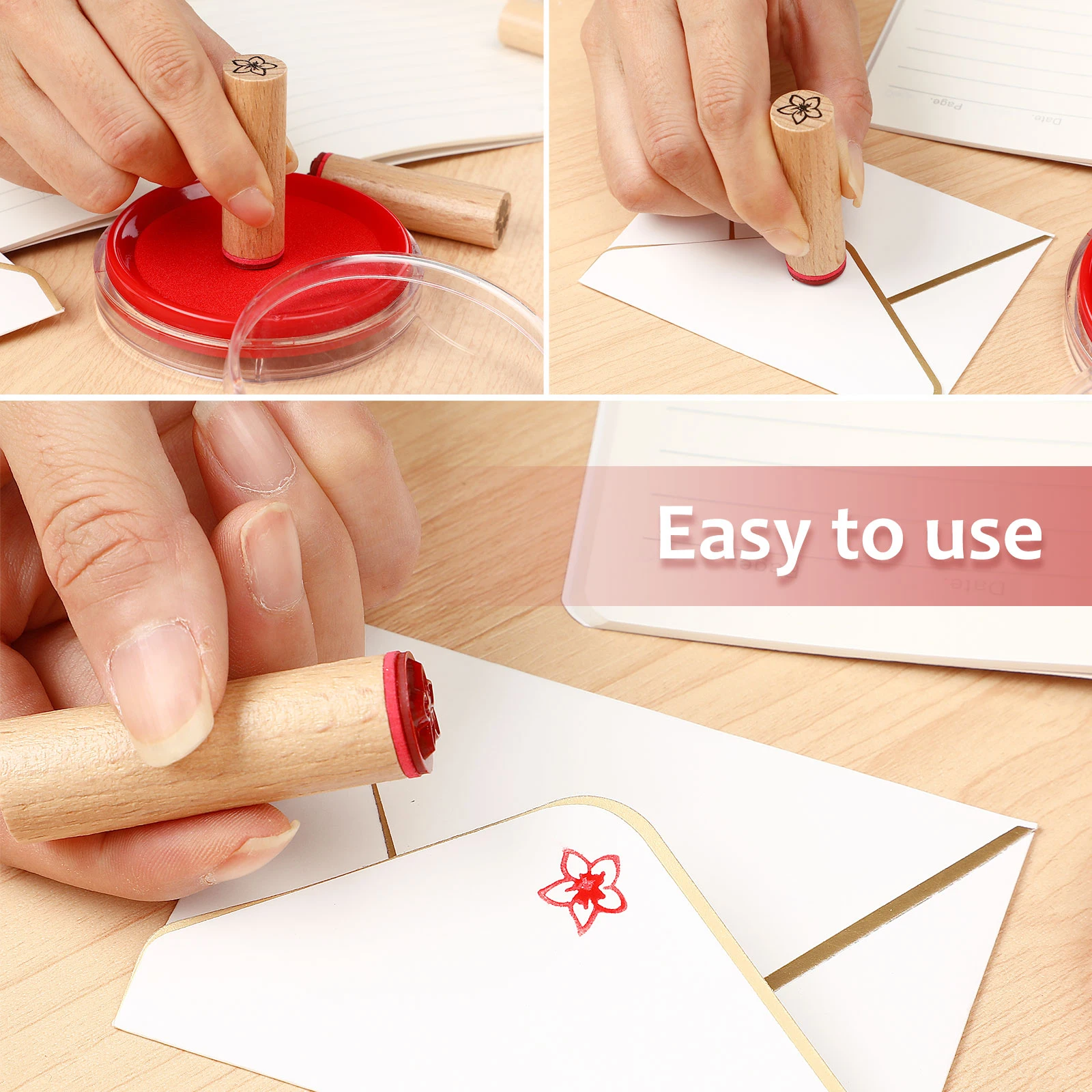 

Wooden Craft Seal Stamps for Kids Journaling Supplies Rose Wax Decor Wood Stamps DIY Projects Storage Containers