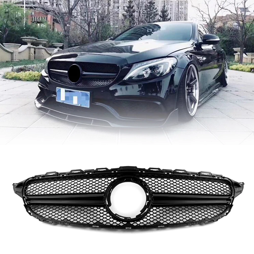 Car Front Bumper Grill Mesh Grille For Mercedes Benz C Class W205 C200 C250 C300 C350 General Version 2015-up