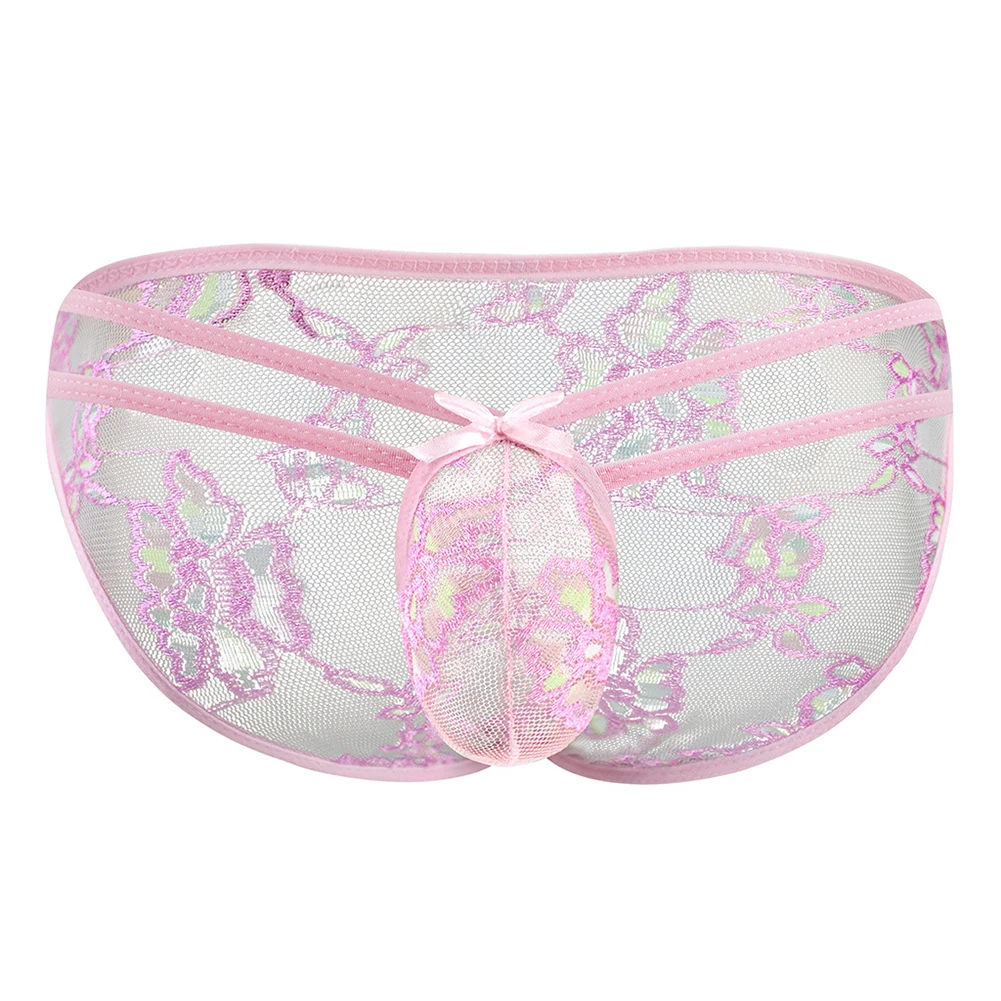 Сексуальные мужские трусы-сисси, ультратонкое прозрачное сетчатое нижнее белье, кружевные полые шорты, плавки, эластичные дышащие трусы для геев