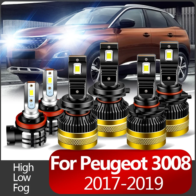 

2PCS 30000lm For Peugeot 3008 2017-2019 Car LED Headlight Bulbs High Beams Low Beams Fog Hights High quality CANbus 6000k
