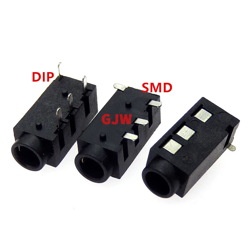 10PCS 3.5mm jack Female Audio Connector 4 Pin SMD DIP Headphone Jack Socket PJ-320 PJ320D Audio Interface Audio Jack Black