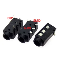 10PCS 3.5mm jack Female Audio Connector 4 Pin SMD DIP Headphone Jack Socket PJ-320 PJ320D Audio Interface Audio Jack Black