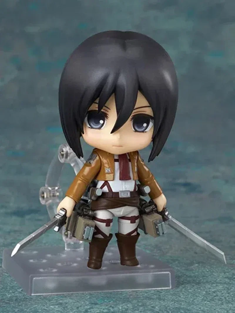 10cm anime ataque em titã mikasa ackerman q versão kawaii conjunta substituível figuras de ação pvc modelo mesa decoração brinquedo presente encaixotado