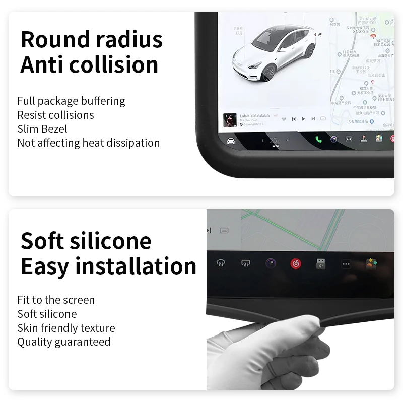 For Tesla Model 3 Y 2024 Center Control Navigation Screen Frame Protector Cover Plaid Silicone Protective Decoration Accessories