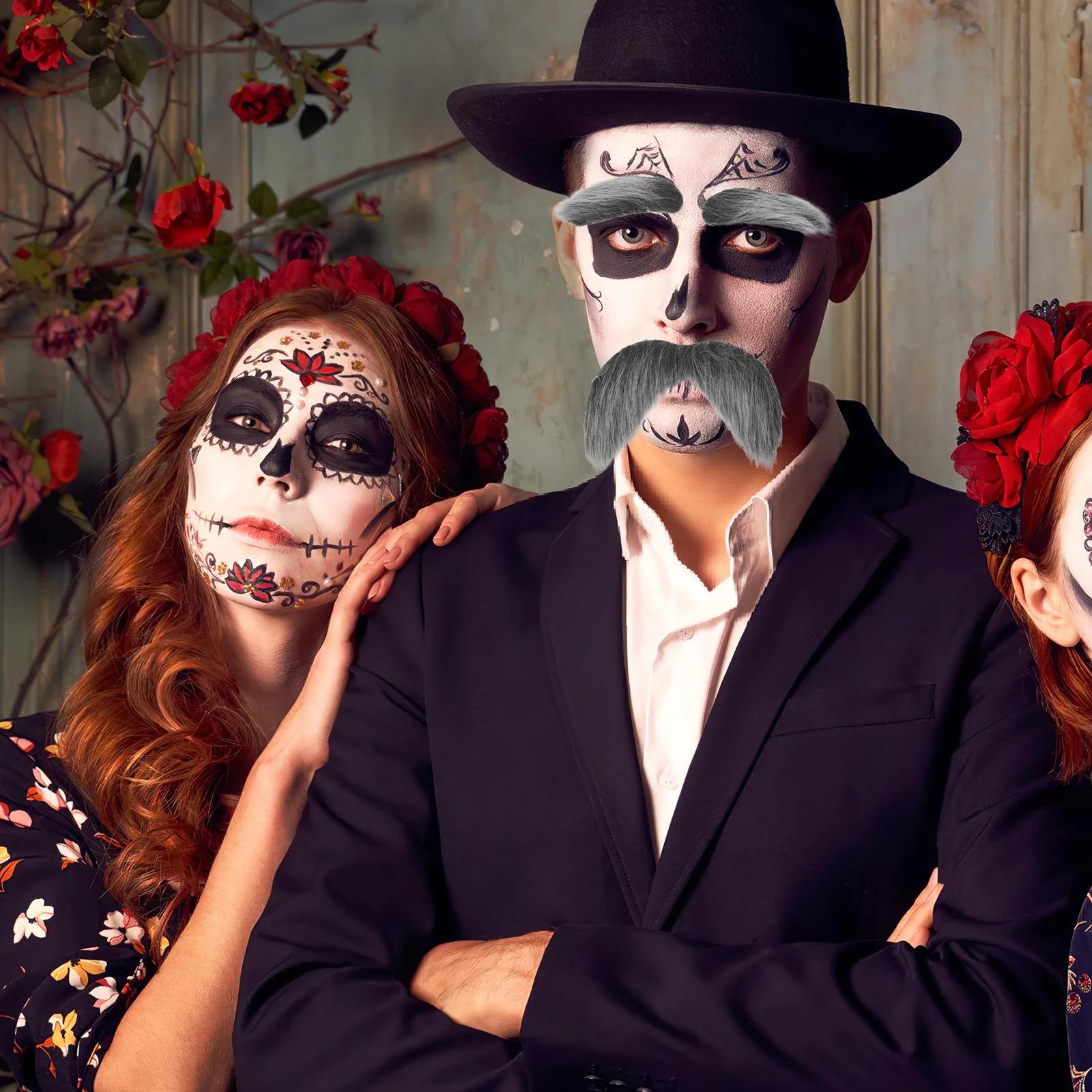 5 Zestawów Sztucznych Brod i Brwi na Halloween, Strój Staruszka Dziadka, Akcesoria do Cosplayu, Rekwizyt Kostiumu Staruszka, Włosy na Twarz na Halloween