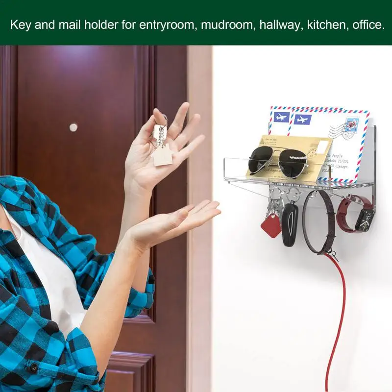 Wall Mail Key Organizer Wall Mount Mail Organizer With Key Hooks Decorative Household Organization Shelf For Hallway For