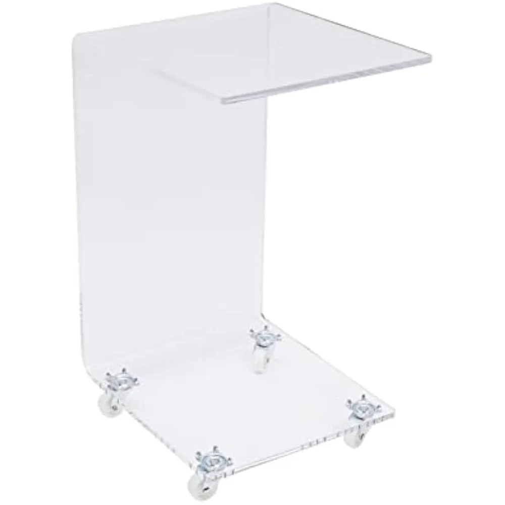 

C-Shaped End Table for Living Room, Acrylic End Table Snack Side with Wheels, Bedside C Table Small Tray mesa auxiliar