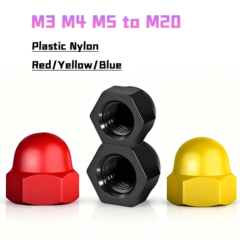 Colourful Nylon Cap Nut Plastic Insulation Decorative Cover Semicircle Acorn Nuts M3 M4 M5 M6 M8 M10 M12 M14 M16 M18 M20