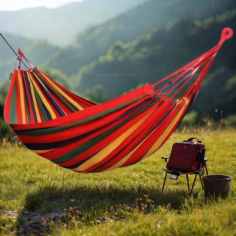 Hamac extérieur en toile / Lit double suspendu en corde extérieure/intérieure - Convient pour le camping, les loisirs, la plage et la détente sur la plage