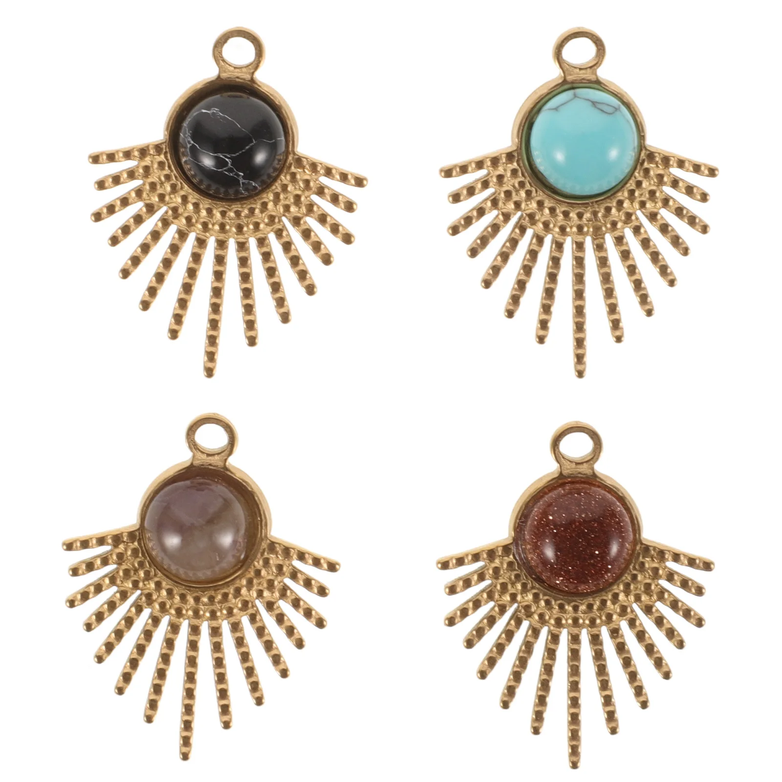 

4 шт., подвески в виде солнца, инкрустированные камнем, DIY ювелирных изделий, ожерелье ручной работы, браслет, аксессуары, принадлежности для рукоделия, подвески из камня «сделай сам»