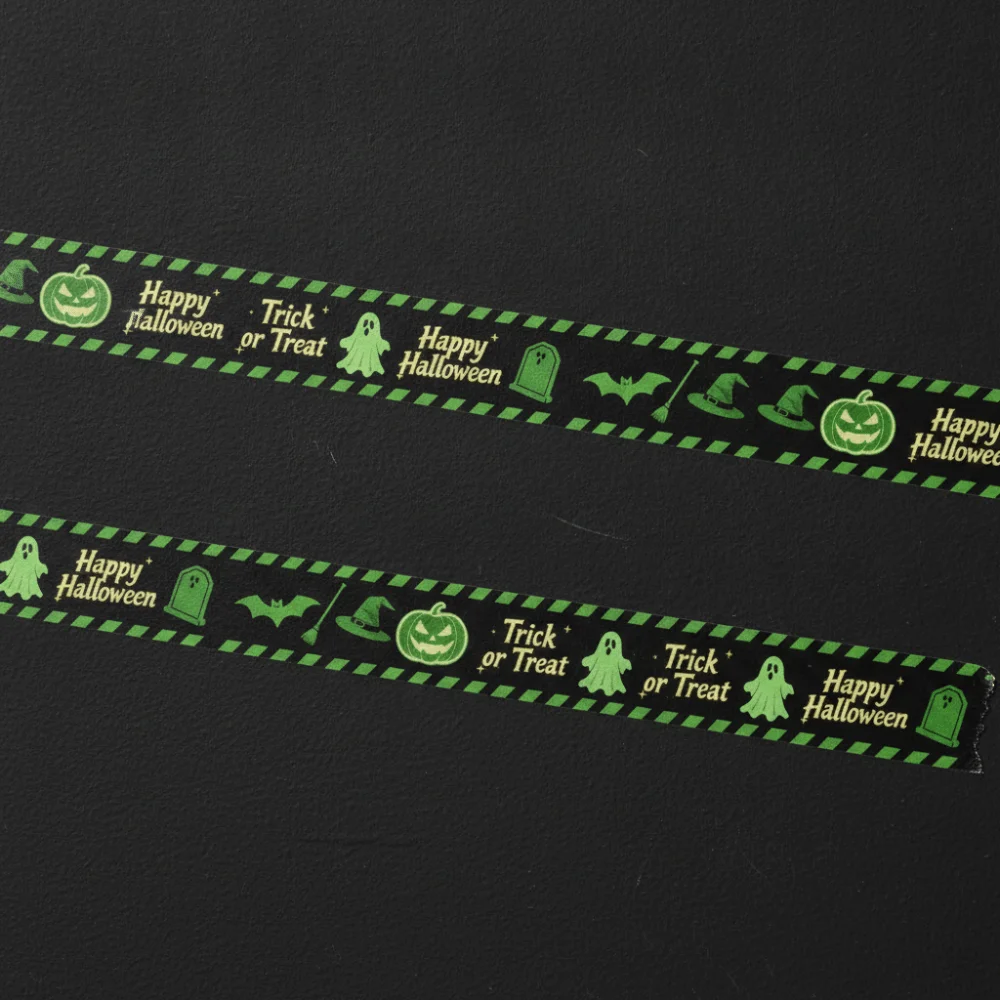 Fluorescence Halloween Warning Tape Sticker Plastic Black Halloween Warning Line Prop DIY Halloween Isolation Belt Sign Garden