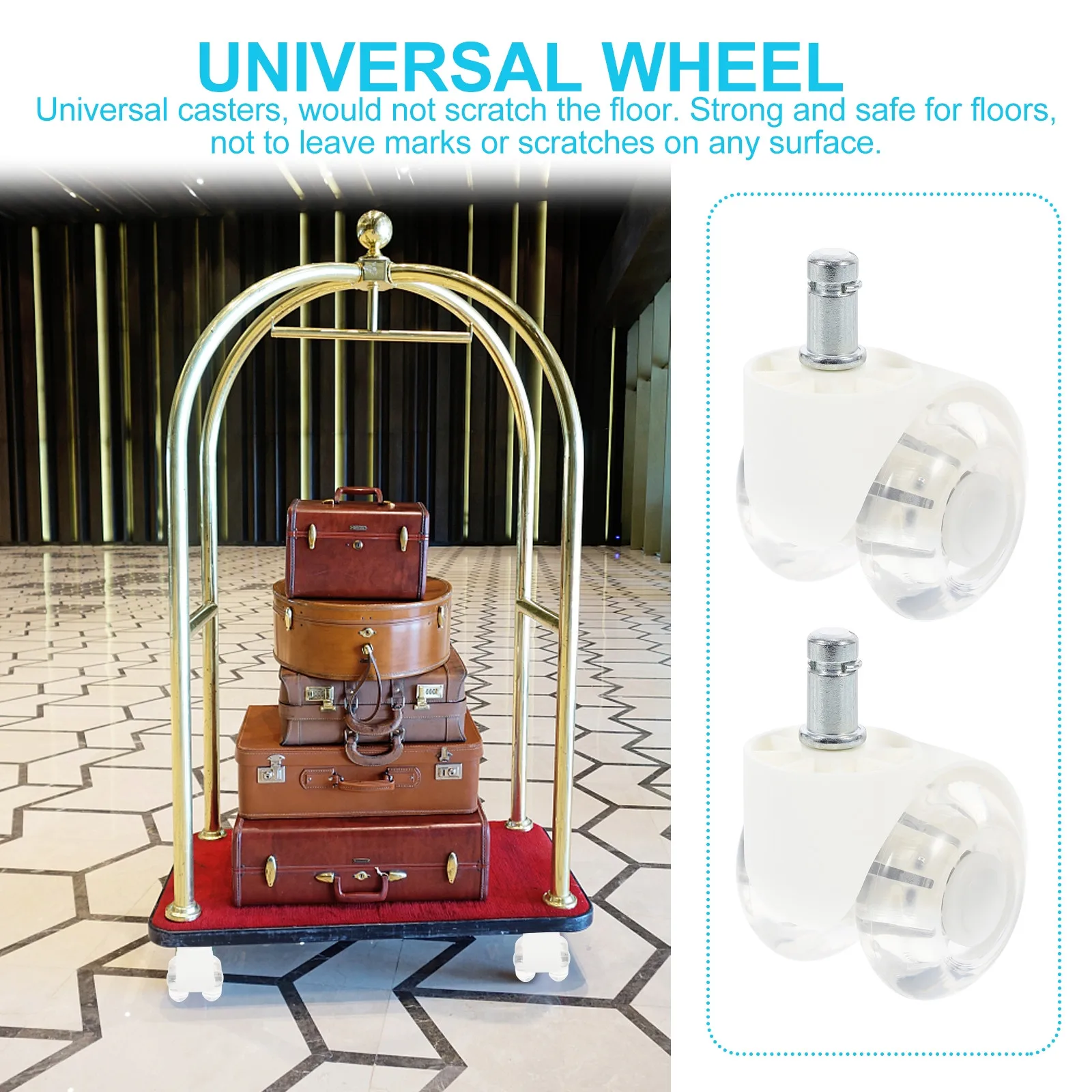 5Pcs Office Chair Caster Wheels Universal 360 Degree Rotating PU Wheel Silent Smooth Furniture Universal Wheels