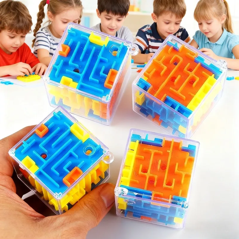 子供用パズルおもちゃ 3D 迷路キューブ 透明ローリングボールキューブ 子供用迷路 ストレス解消おもちゃ 指のスキルを鍛える