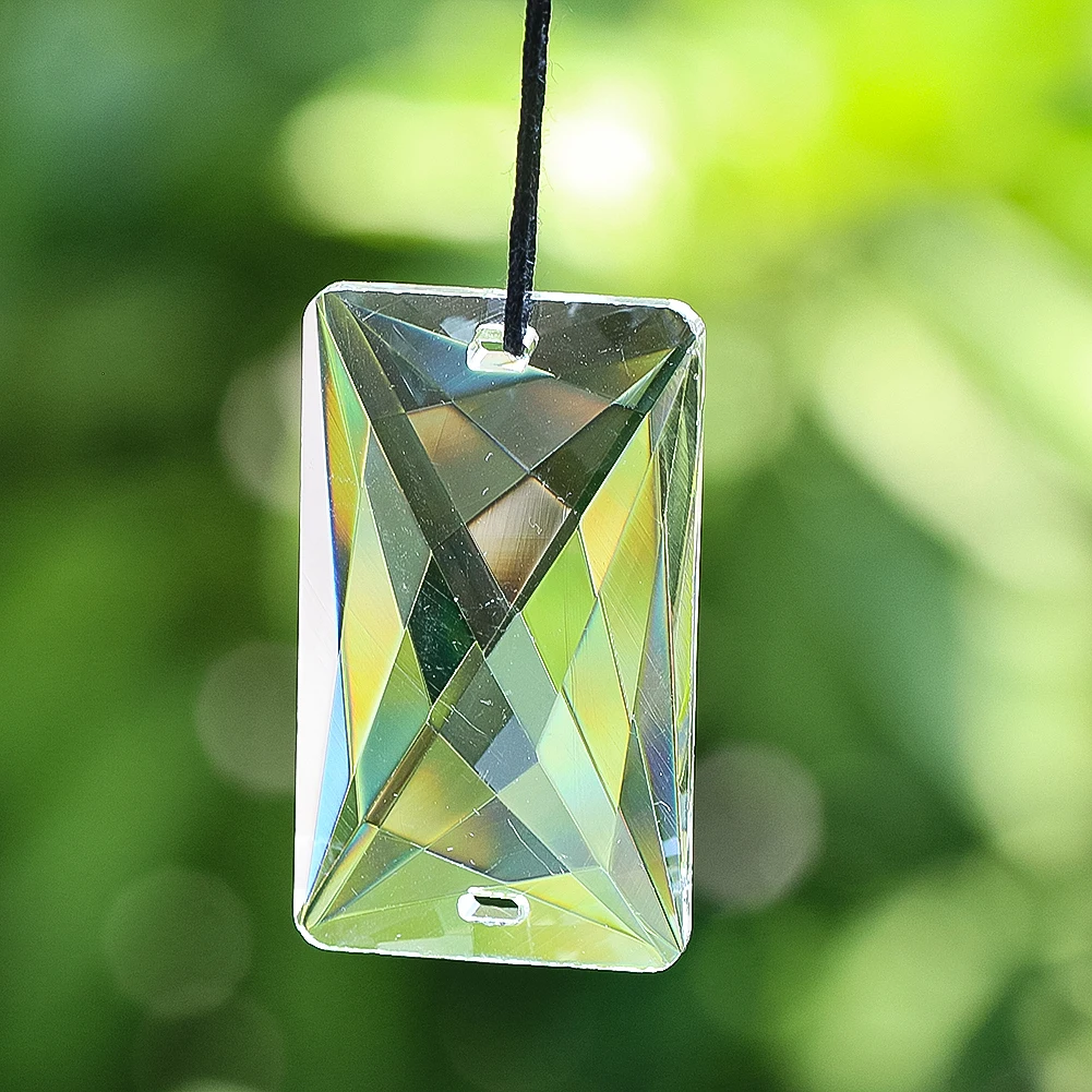 

Clear Crystal Pendant Suncatcher Rectangular Prism Chandelier Parts Replacement Glass Faceted Suspension Bead Chain Connector