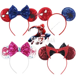 Disney Mickey Mouse Ears Headband Marvel Spiderman Headbands for Girls Kids Women Bows Sequins Hair Accessories Baby Hairbands