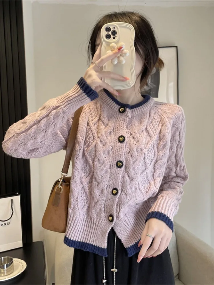 

Korean Sle ort Loose Women's Knitted Sweater Coat Autumn Winter Thiened Sweet Sle Tassel round Ne Open Cardigan