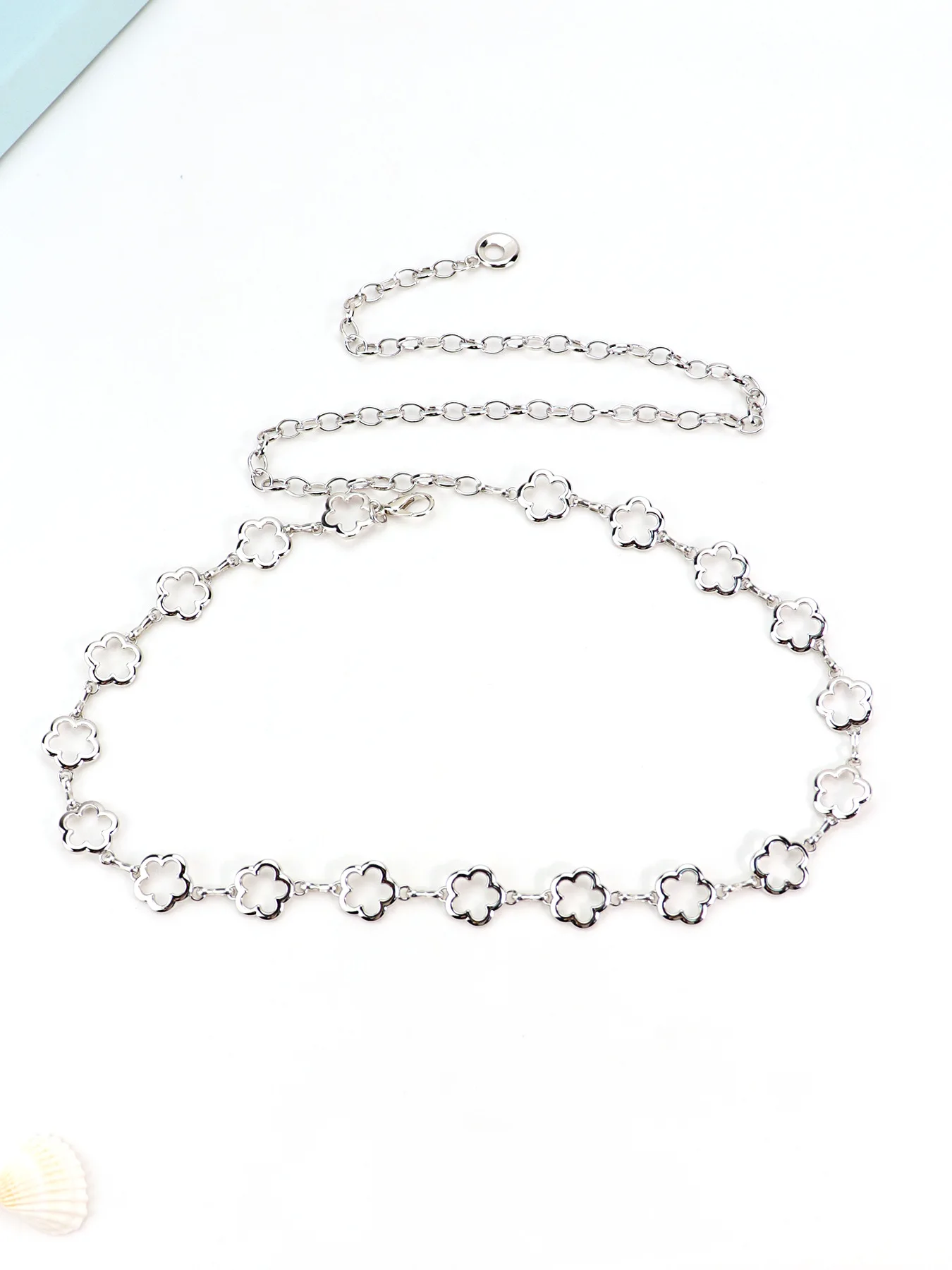 Metall-Blumen-Taillenkette für Damen, Modischer Gürtel, Dekorative Kette, Taillenbetonter Gürtel für Kleider, Ganzjahres-Accessoire – Detail 7