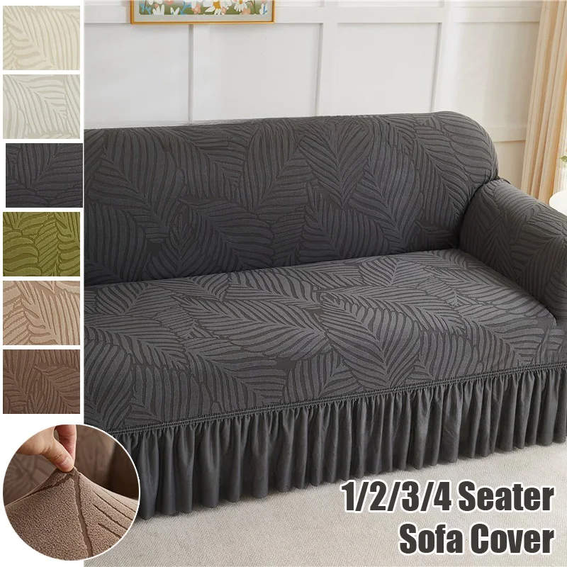1PC Jacquard Stretch Skirted Sofa Cover All-inclusive Sofa Slipcover Anti-slip Universal Sofa Protector For 1/2/3/4 Seater Couch