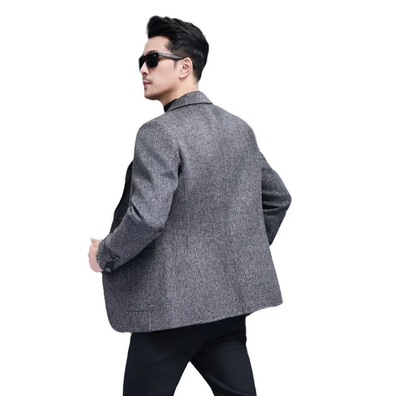 

4-A168 end luxury men's suit jacket Joker slim middle-aged business double-sided tweed jacket